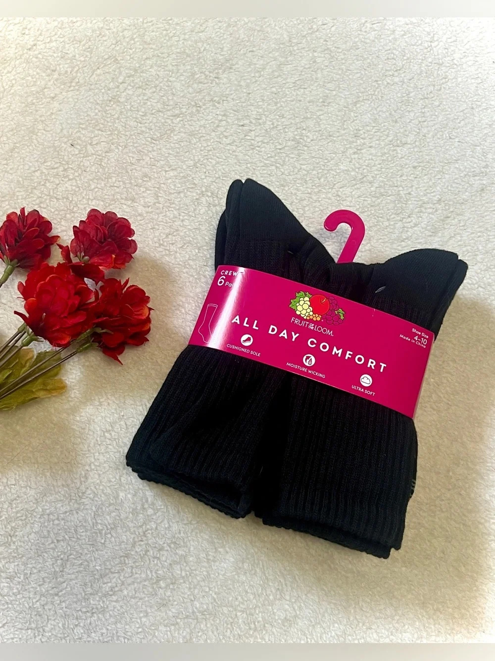 NEW Fruit of the Loom Women's All Day Comfort Crew Socks - Size 4-10